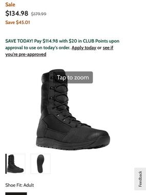 Black Tactical Lace-Up Combat Boot